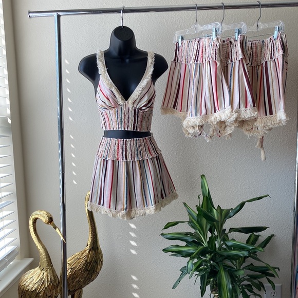 Striped Fringe Linen Short Set - Picture 17 of 17